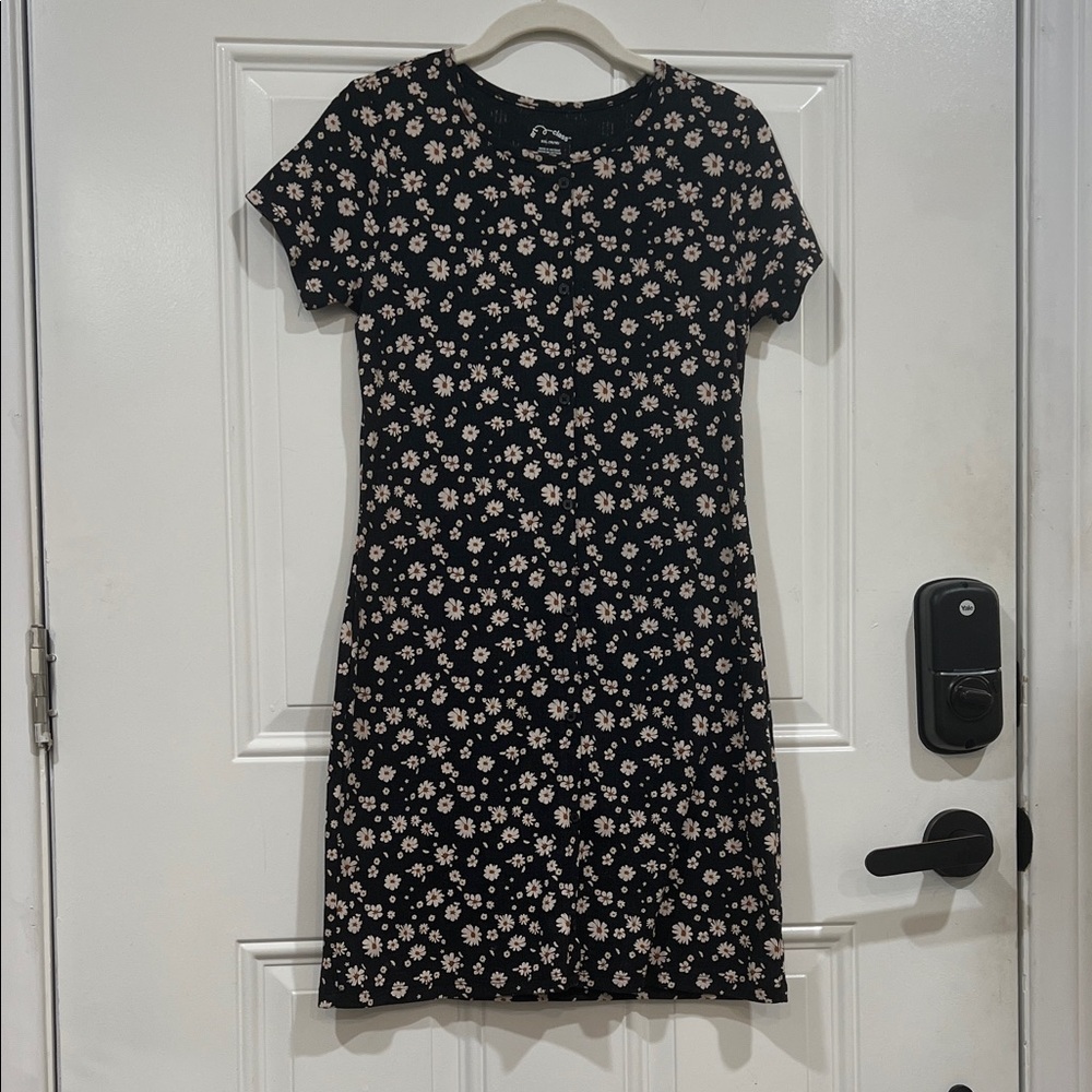 art class Charcoal Mini Dress with Daisy Print